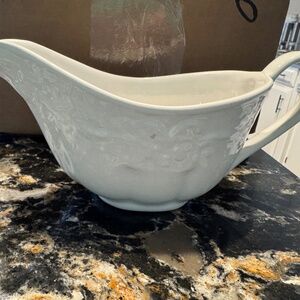 White Ceramic Gravy Boat made in Portugal